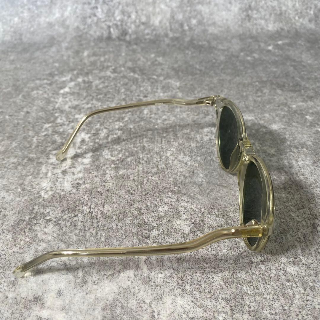 Ray Ban Bausch Lomb Clear Frame Round Sunglasses Vintage 1990s Green Lens B&L