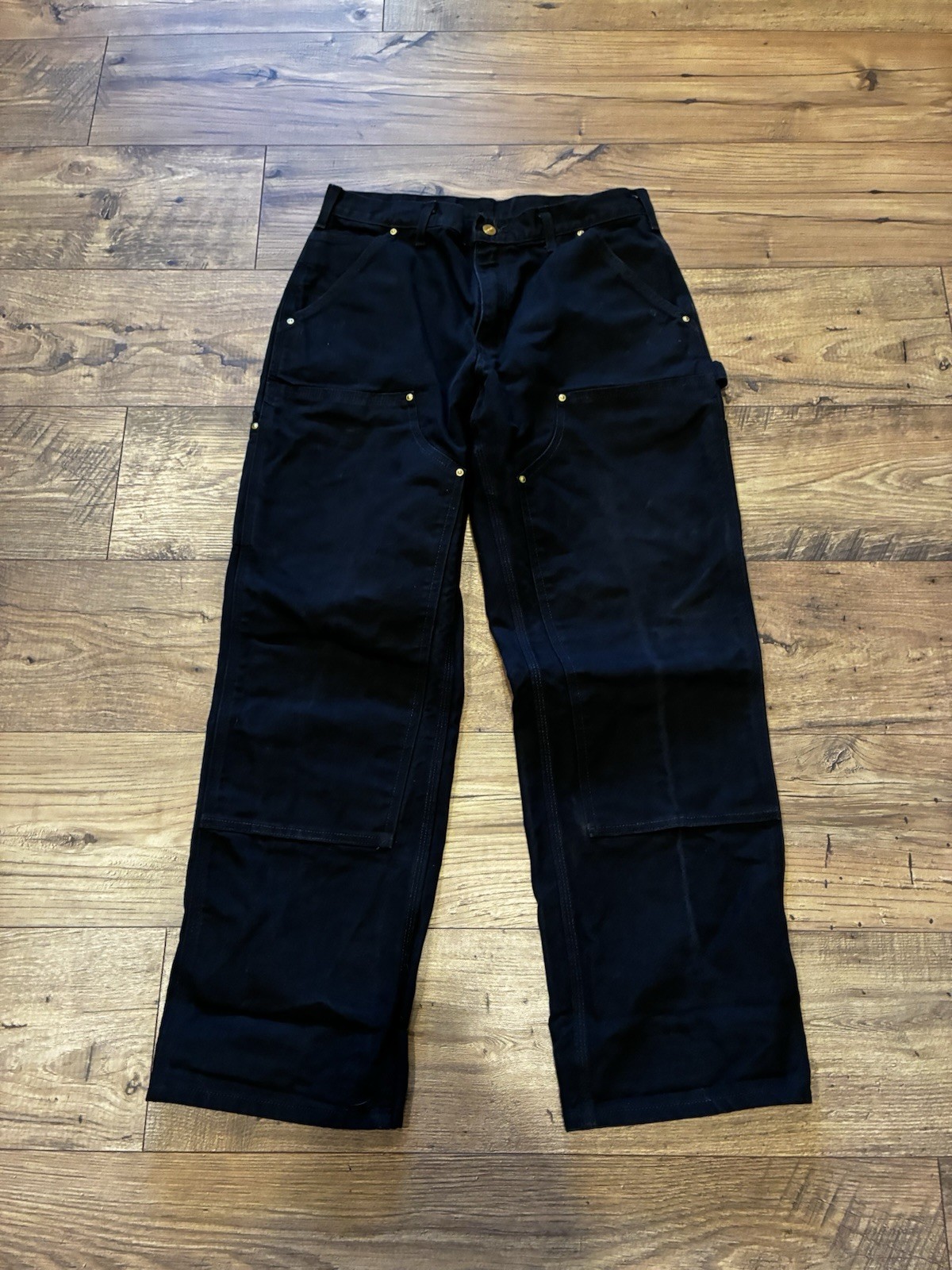 VTG Carhartt Double Knee Pants B01 BLK 33×30 Black Faded