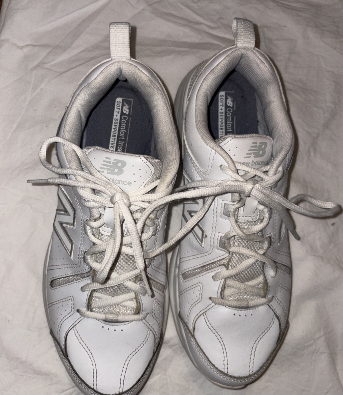 New Balance 608 White Men’s Leather Athletic Sneakers Lace Up Cushioned US 10