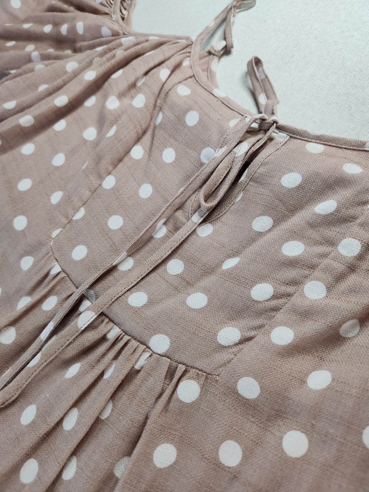 Mustard Seed Off-Shoulder Polka Dot Ruffle Tie Lined Blouse S S18564 #014