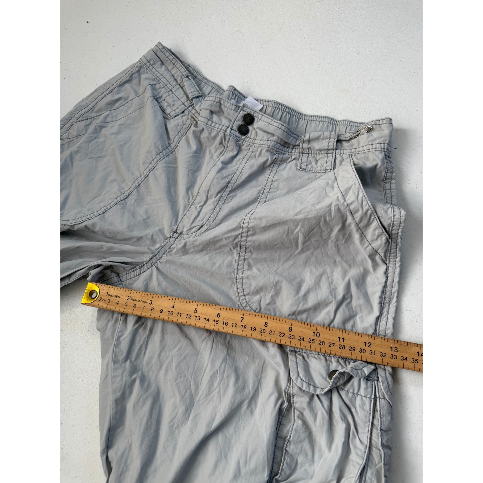Garage Gray Cotton Cargo Parachute Pants Wide Leg Multi Pocket Size Small P/S