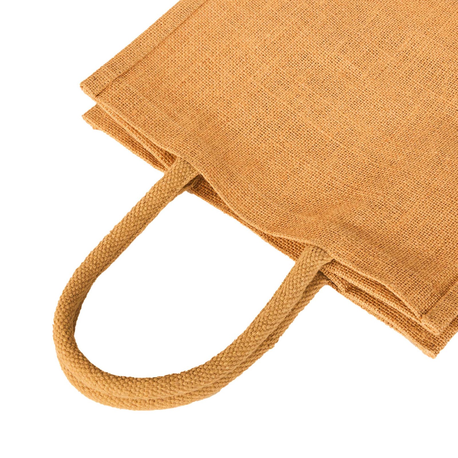 JUCOBEE Jute Reusable Shopping Tote Bags 12″H x 12″L x 8″W – Set of 12