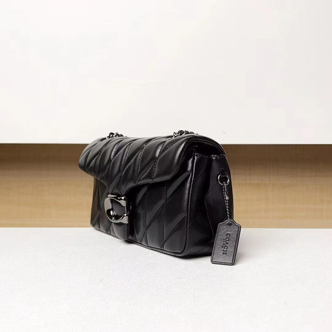 COACH Tabby 26 Quilted Leather Shoulder Bag Black/Gunmetal CP150 New!