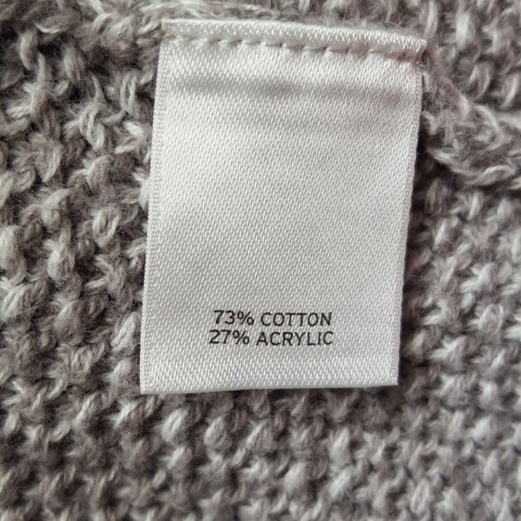 HALOGEN Gray White Pink Button-Up Sweater 3/4 Sleeve Office Church, Medium