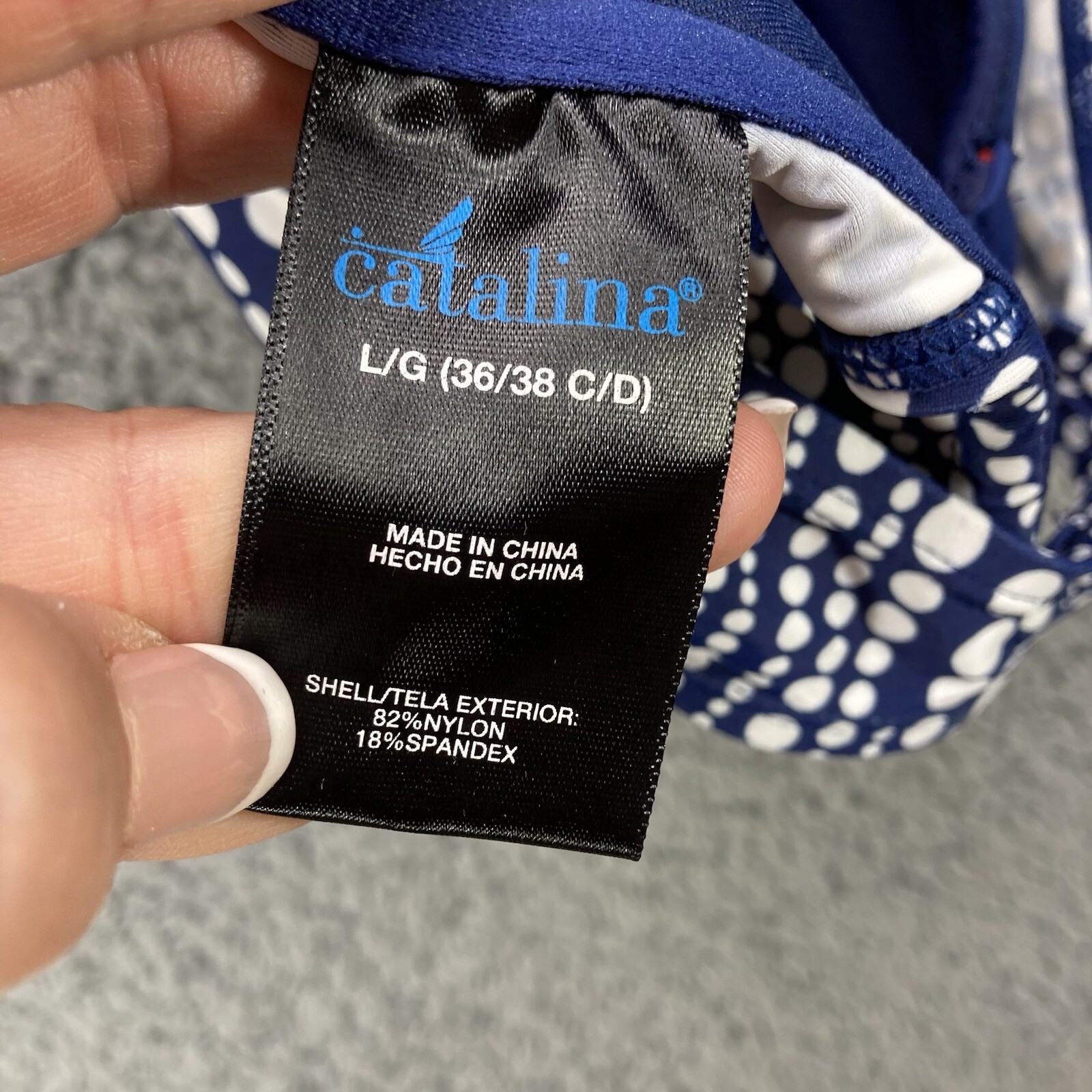 Catalina Nautical Retro Navy Gold Button Pin Up Stripe Bikini Top Women L 36C 38