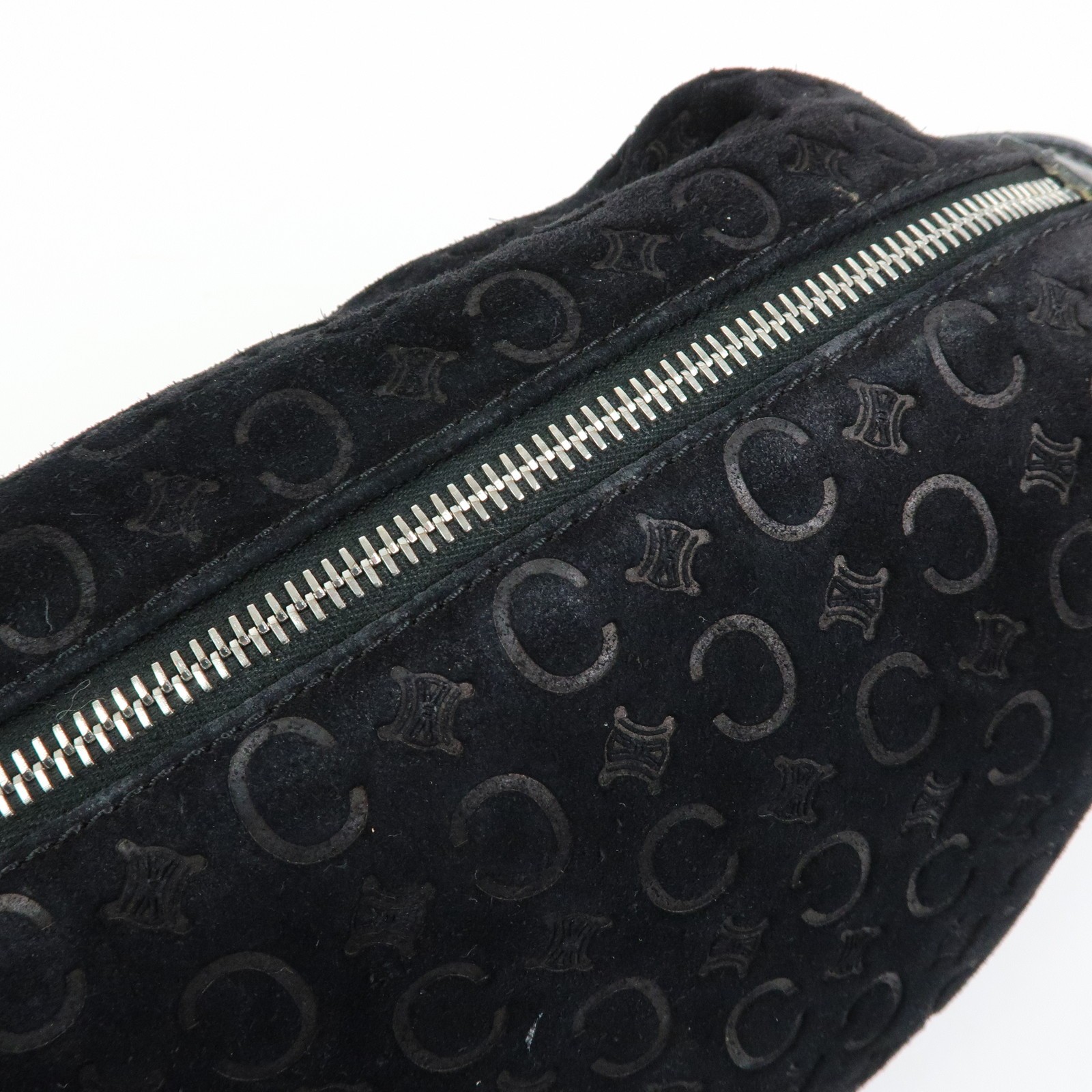 CELINE C Macadam Suede Leather Shoulder Bag Hand Bag Black Authentic Used F/S