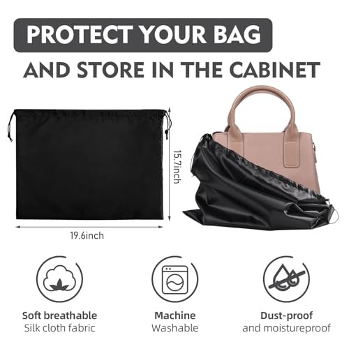 10 Pack Purse Dust Bags Large Silk Drawstring Dust Black-10pcs M-19.6 × 15.7 in