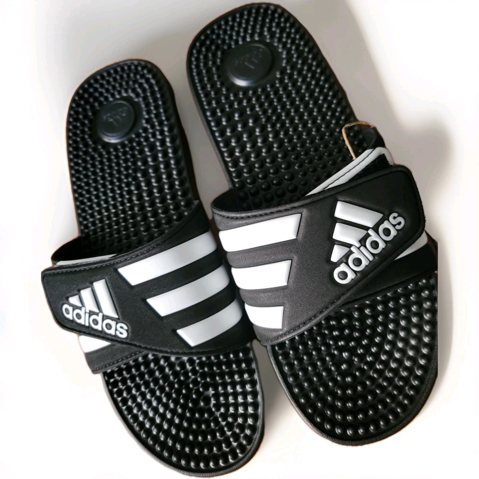 adidas Adissage Men’s Slides – Core Black/Cloud White/Core Black, US 12