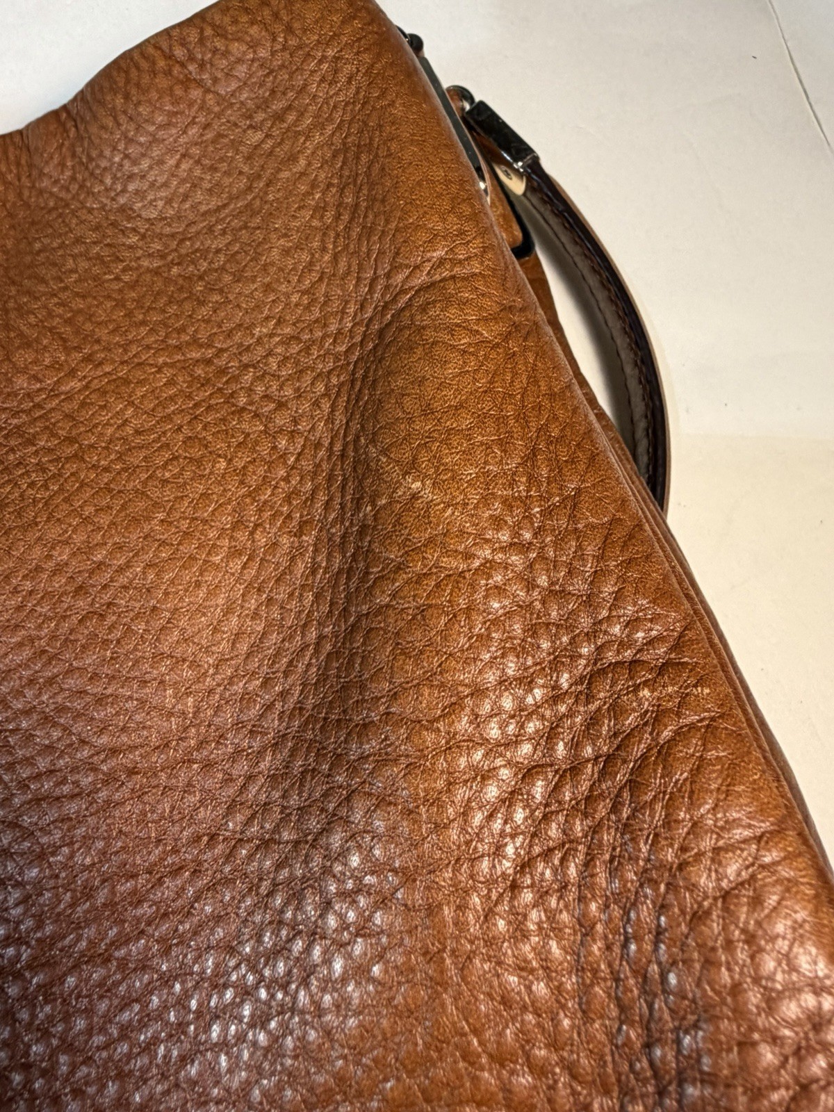 COACH Madison Small Phoebe Shoulder Bag Cognac Brown Pebbled Leather Hobo Fall