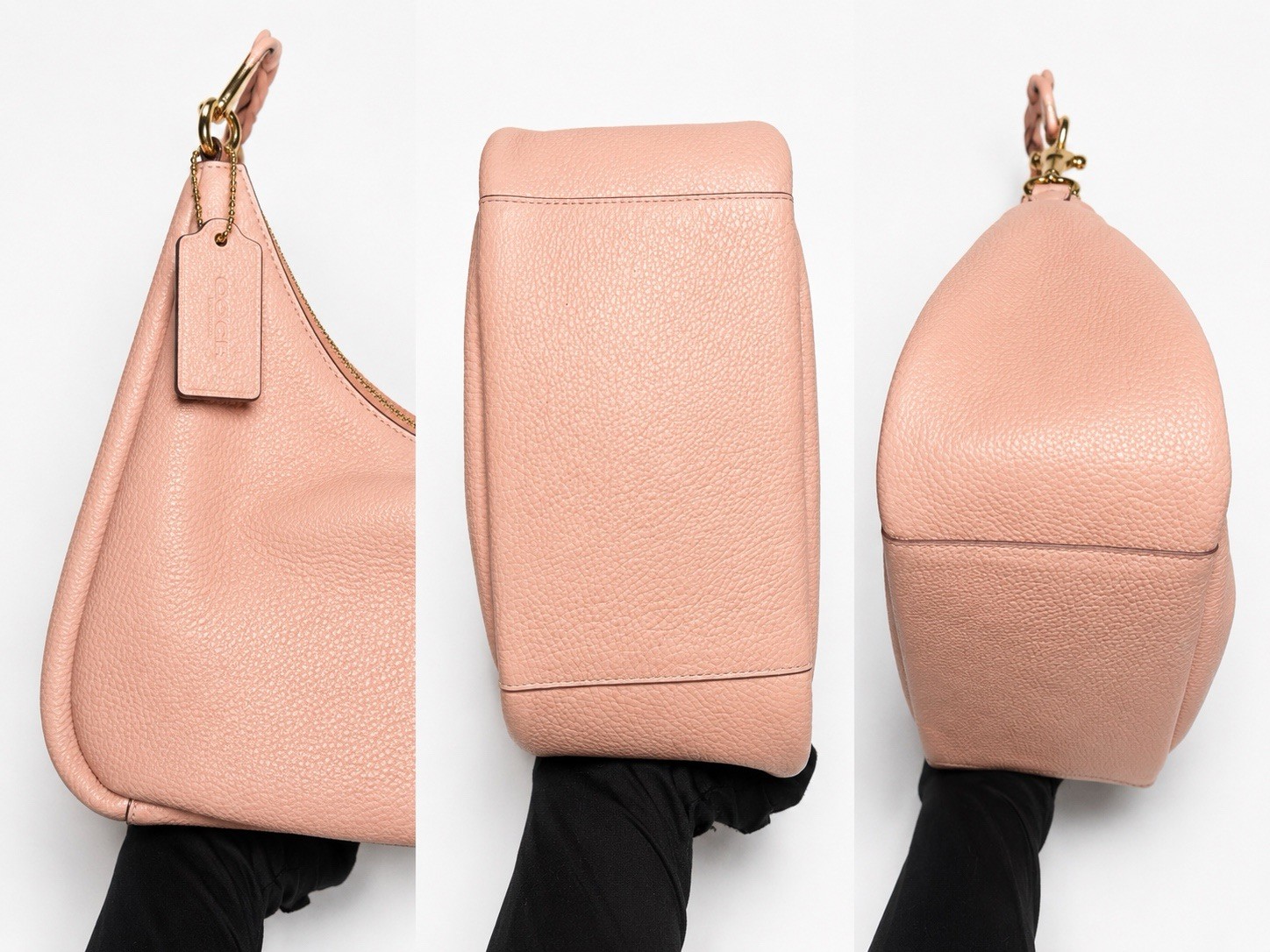 Coach Jules Hobo Bag In Faded Blush, Pebble Leather With Gold Hardware C9190