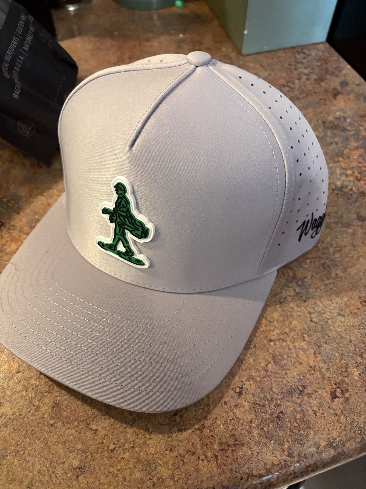 Waggle Gray Perforated Adjustable Men’s Golf Baseball Cap Bigfoot Patch