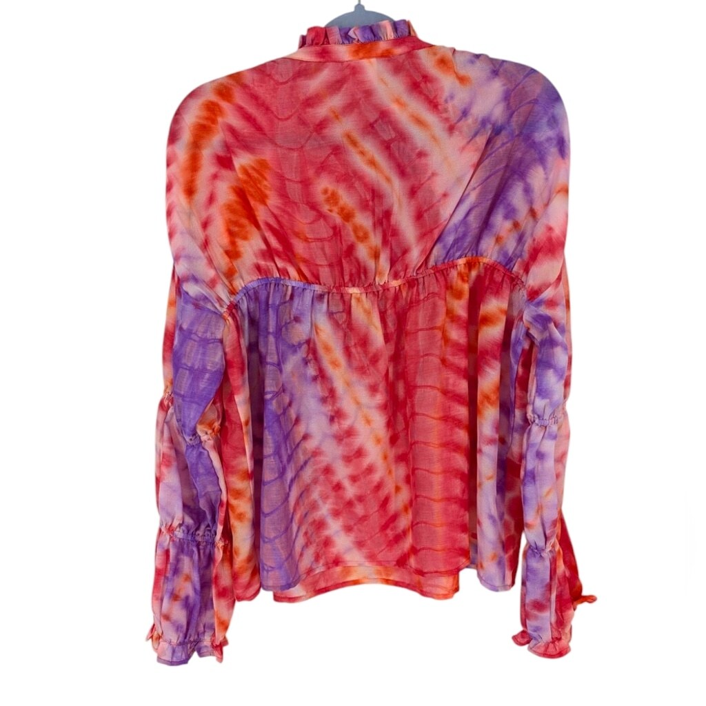 Zero Degrees Celsius Colorful Blouse Lightweight Anthro Boho Tie-Dye SZ medium