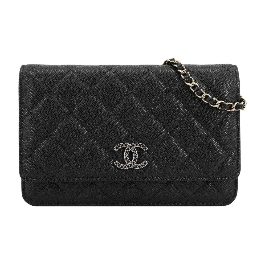 Chanel gold buckle quilted leather wallet for women 7.48×1.4×4.7 in