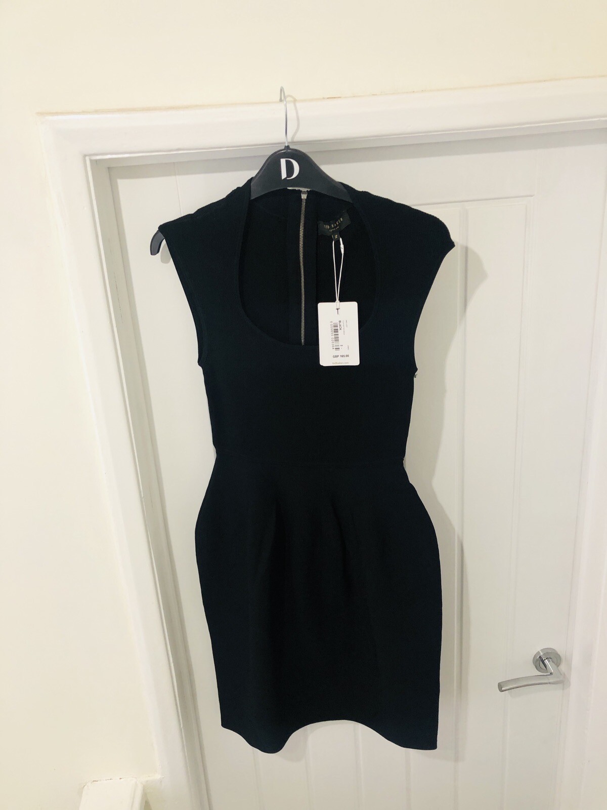 £165 TED BAKER Judit tulip skirt bodycon wiggle dress knit cocktail LBD 2 Uk 10