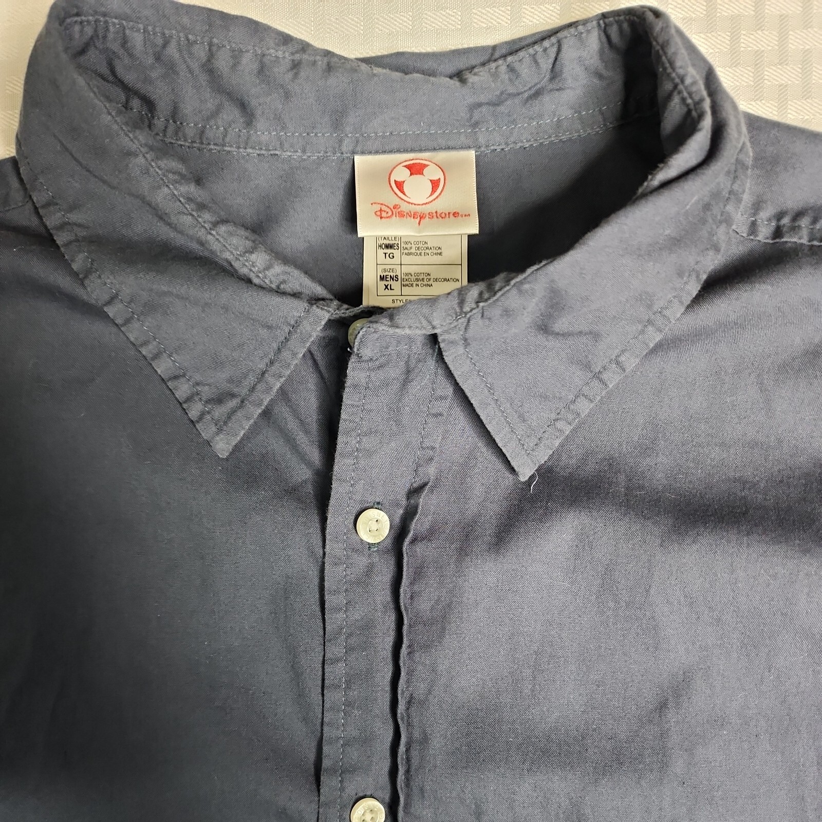 Disney Grumpy Button Up Shirt XL Blue Long Sleeve Grumpy Dwarf Snow White