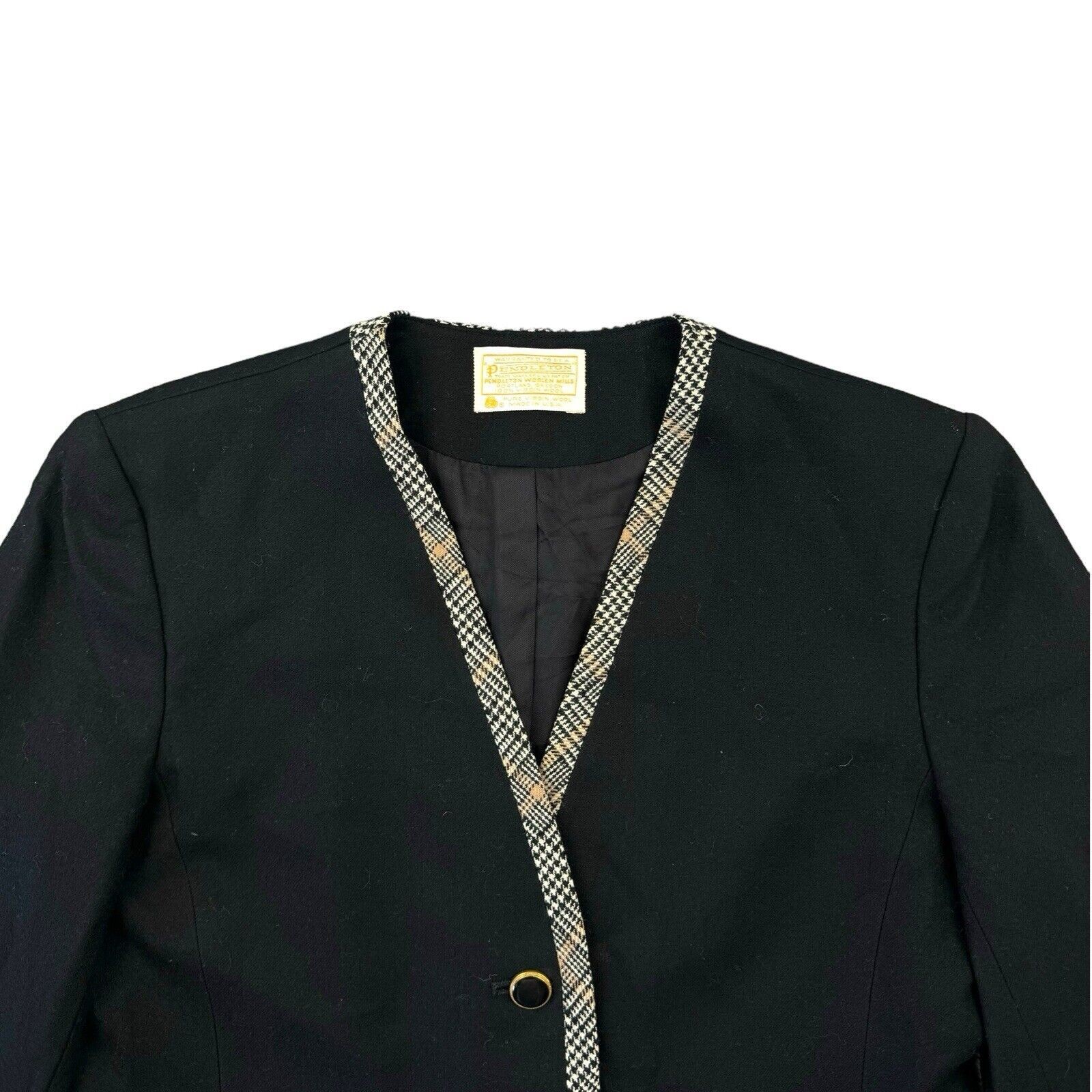 Pendleton Ladies Blazer Extra Small Black Vintage Womens Pure Virgin Wool USA XS