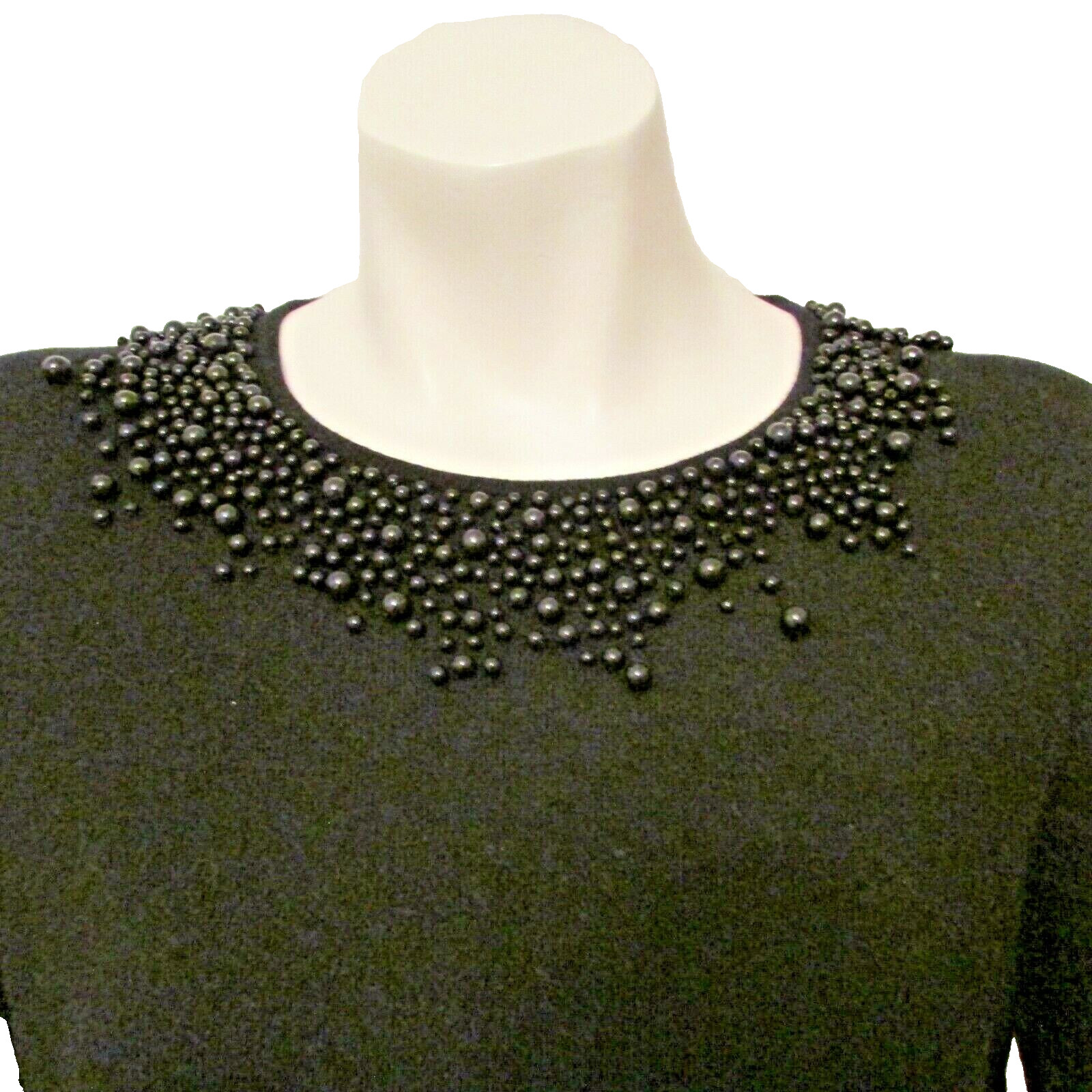 $120 NWT Saks Fifth Avenue Folio Silk Cashmere Black Beaded Pullover Sweater M