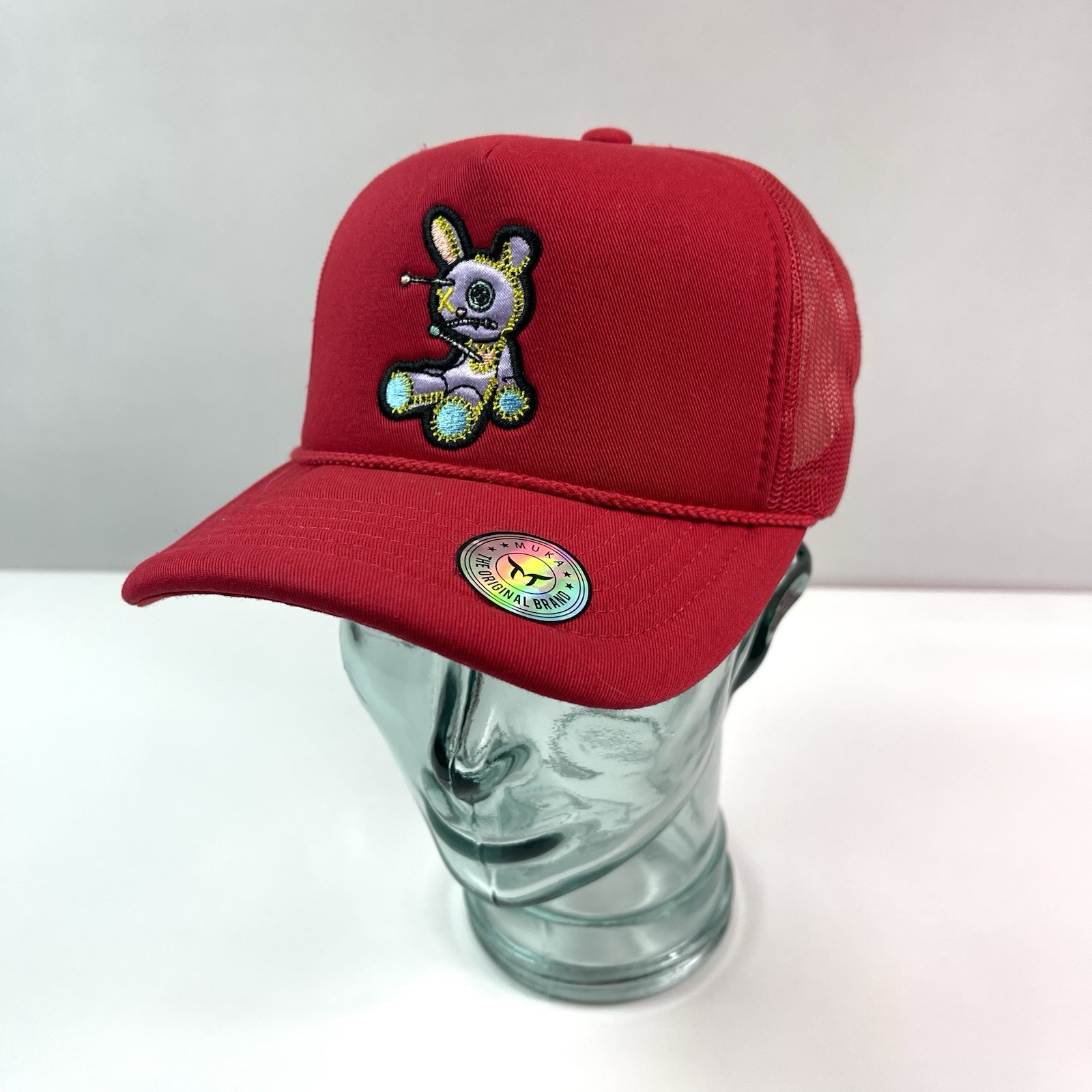 Muka Voodoo Bunny Red Mesh Trucker Snapback Baseball Hat Cap Adjustable