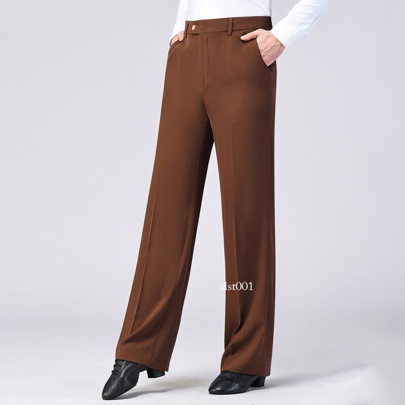Men Ballroom Latin Dance Pants Straight Fit Modern Smooth Practice Trousers Long