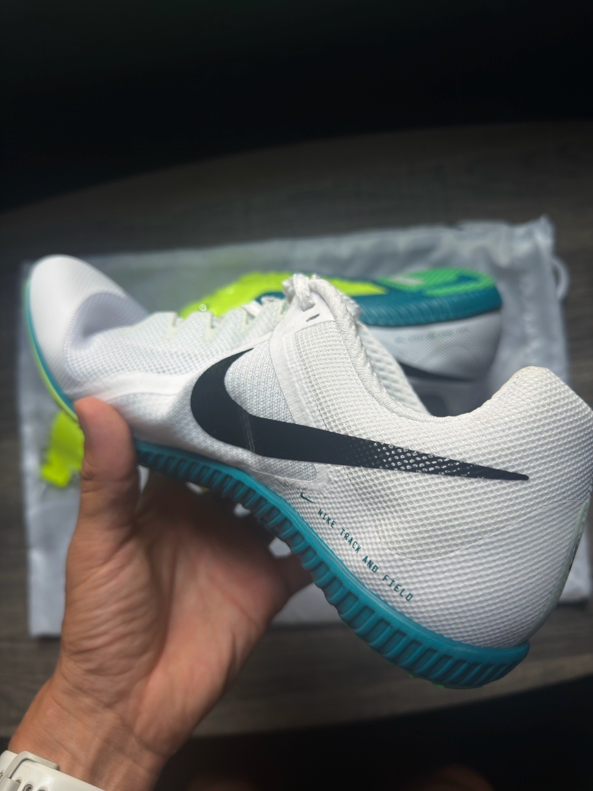 Size 9.5 – Nike Zoom Rival White Bright Spruce Black