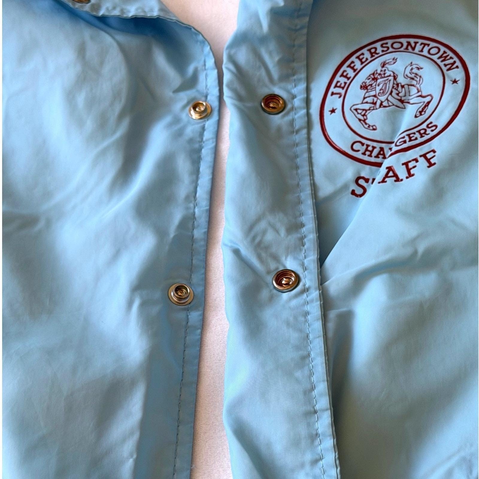 Vintage Hartwell Jeffersontown Chargers Coaches Jacket Mens Blue Snap Nylon