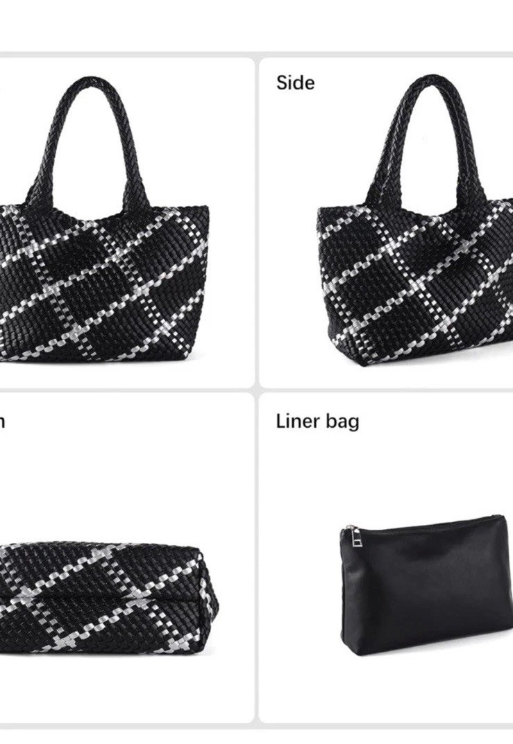 Woven Tote Bag Womens Purse Vegan Leather Shoulder Handbags Fashion.