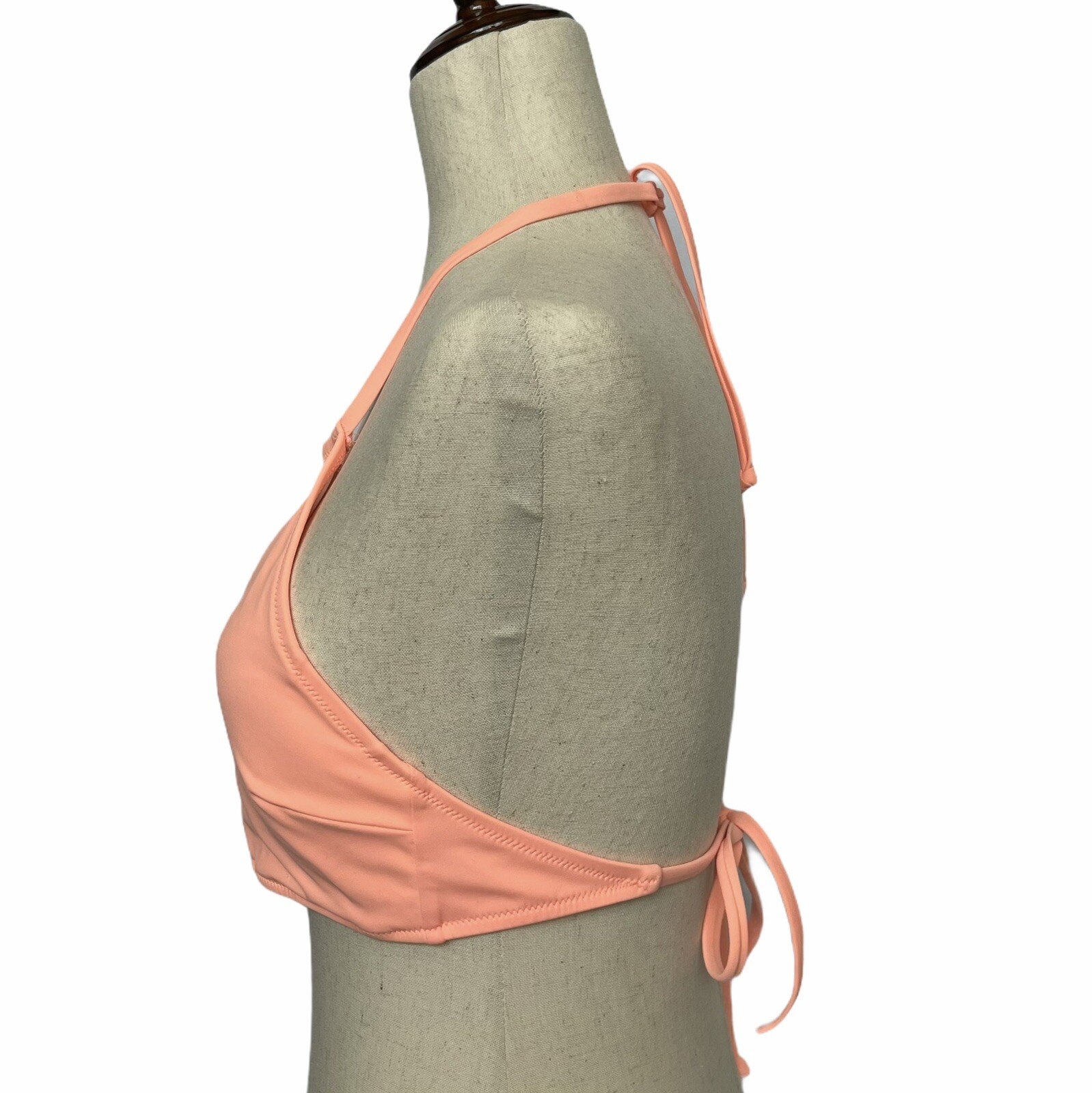 PINK Victoria Secret Swim Top Sz Small S C75 (34C) Peach Halter Strap Back Tie
