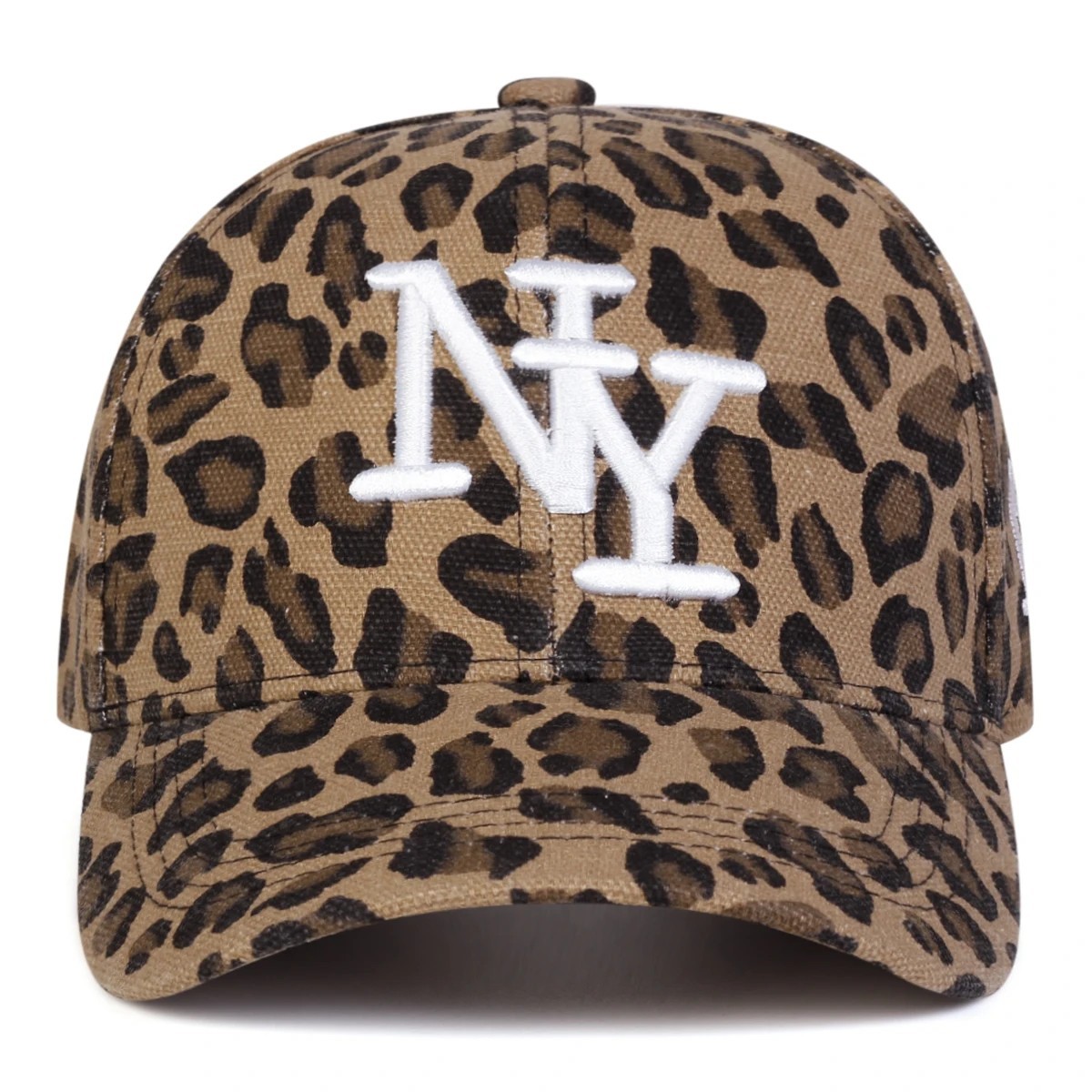 Leopard Print NY Baseball Cap Women Adjustable Trendy Streetwear Hat