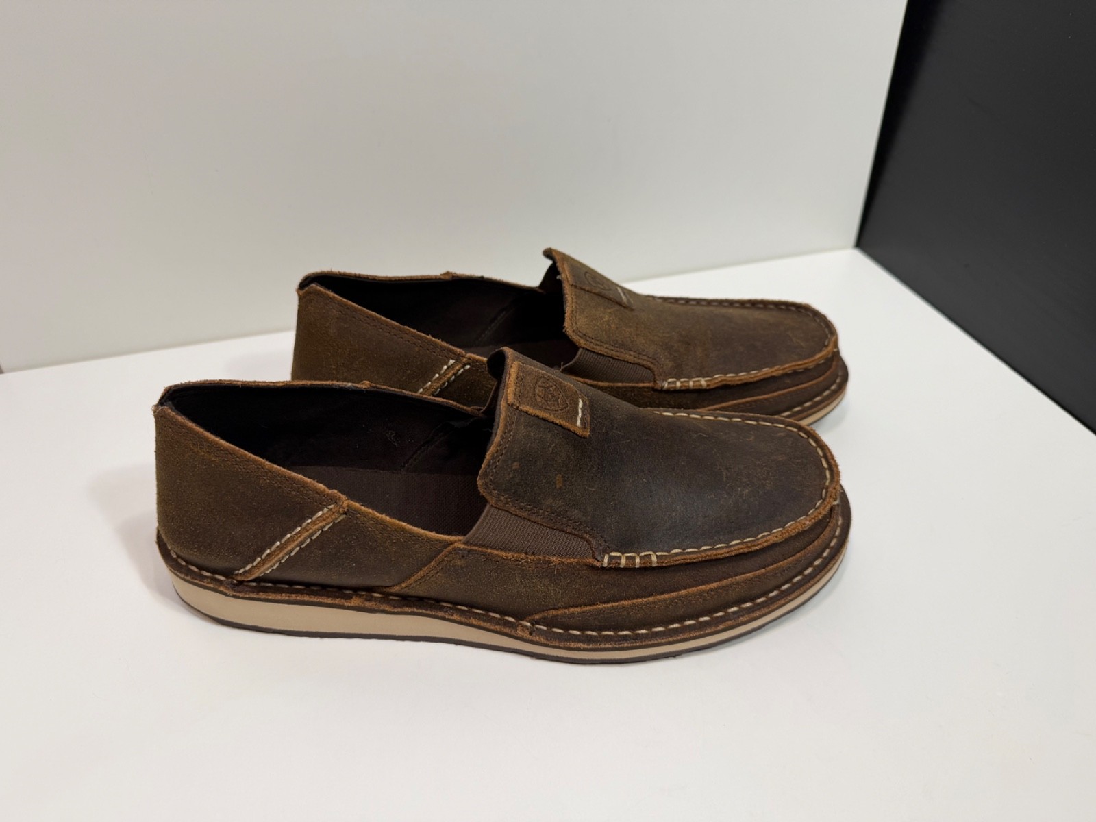 ARIAT MENS CRUISER SLIP ON LEATHER SHOES ROUGH OAK US 11 EE UK 10 W EUR 44.5 W