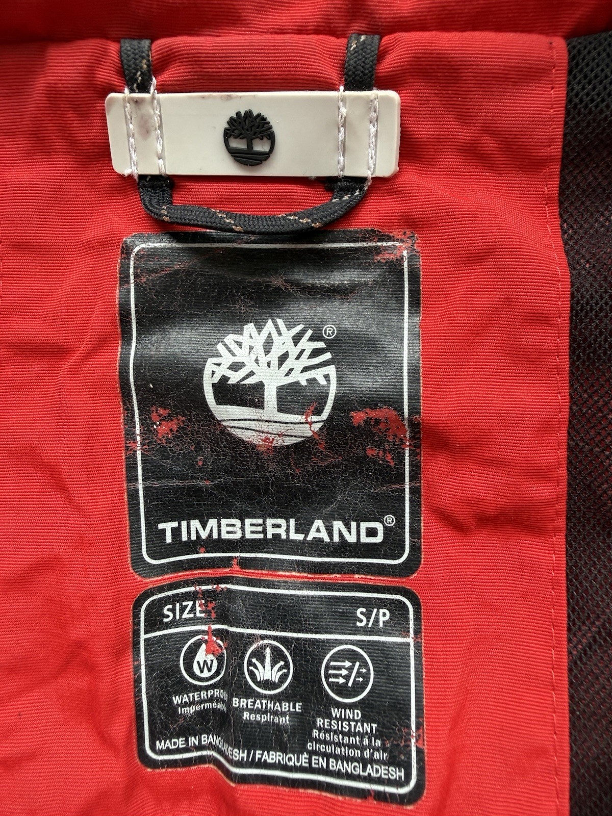 Timberland Mens Waterproof Jacket Small Red Windbreaker Breathable Outdoor Coat