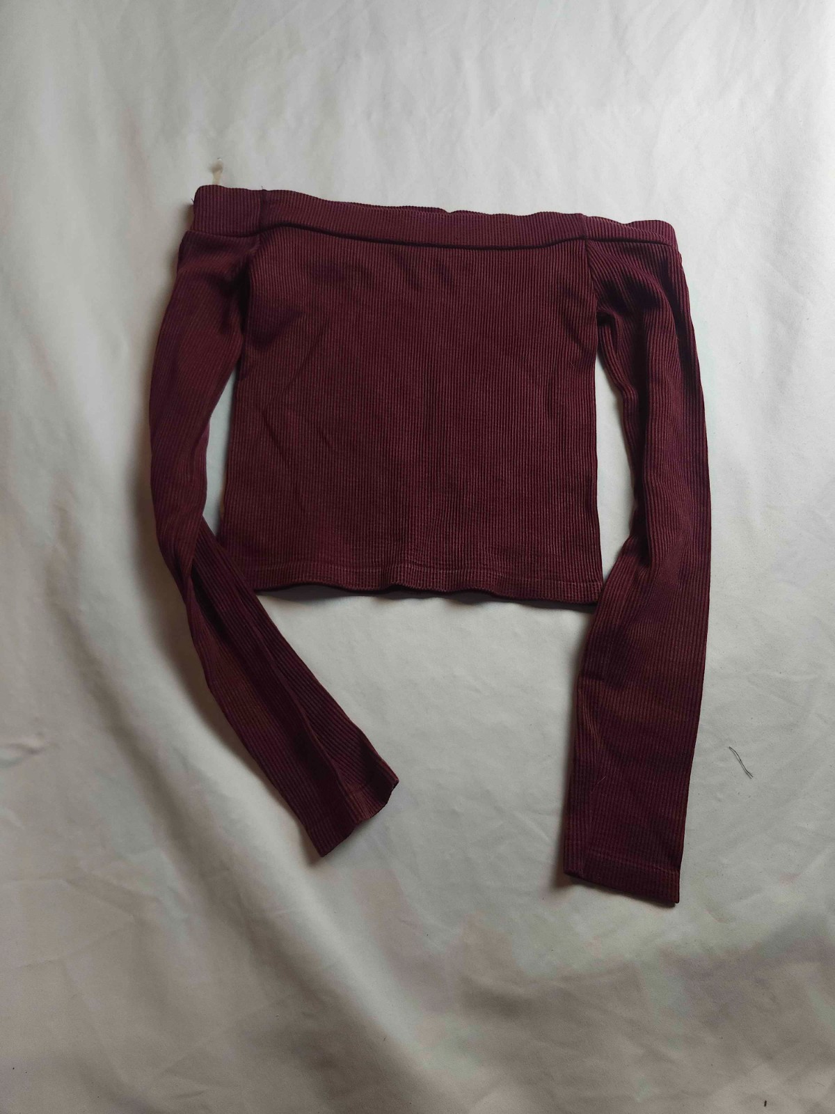 Aéropostale Seamless Top Womens Small Red Off The Shoulder Long Sleeve Stretch