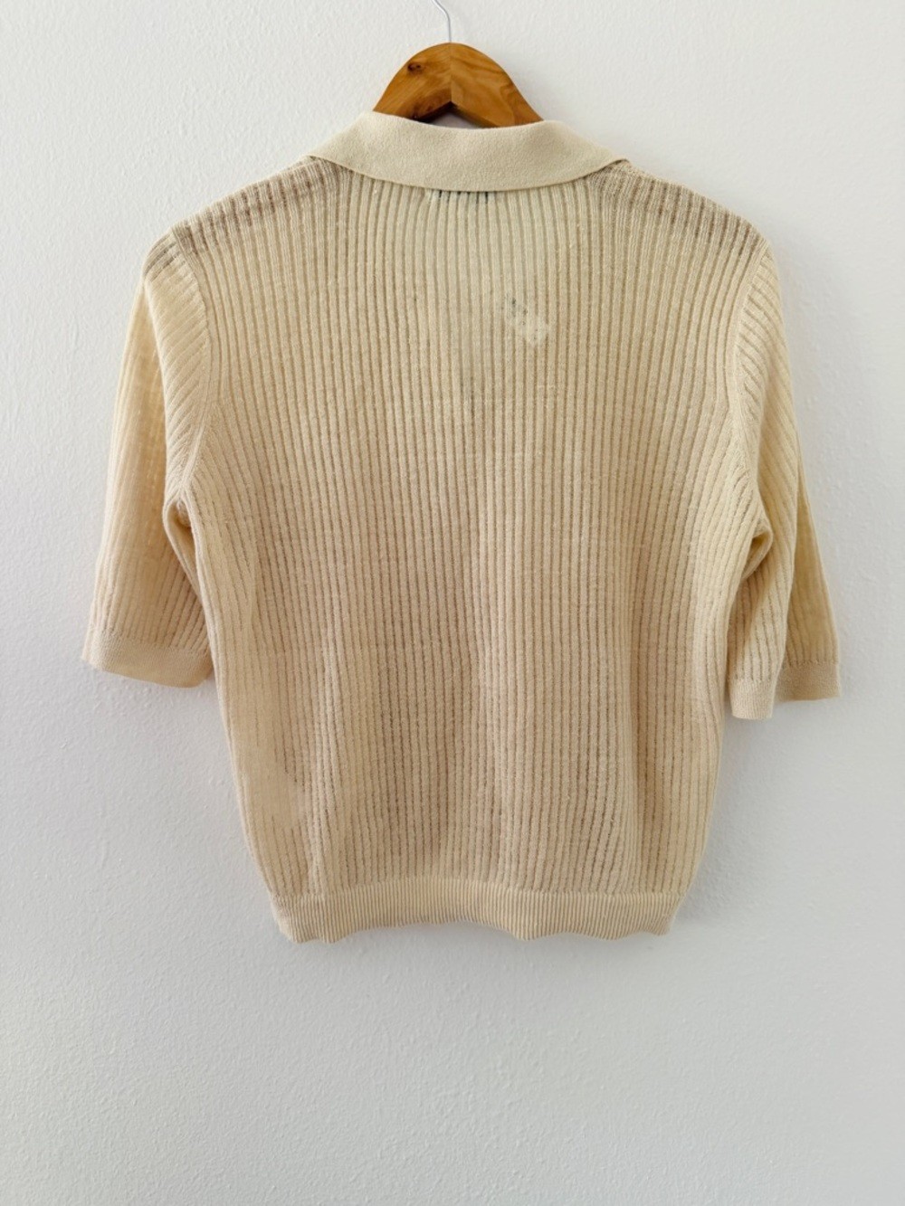NWT Madewell Short-Sleeve Polo Sweater Tee in Beach Sand Large