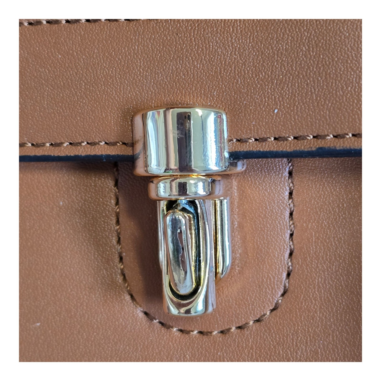 ECOSUSI Faux Leather Backpack Satchel Laptop Bag w Matching Clutch Caramel Brown