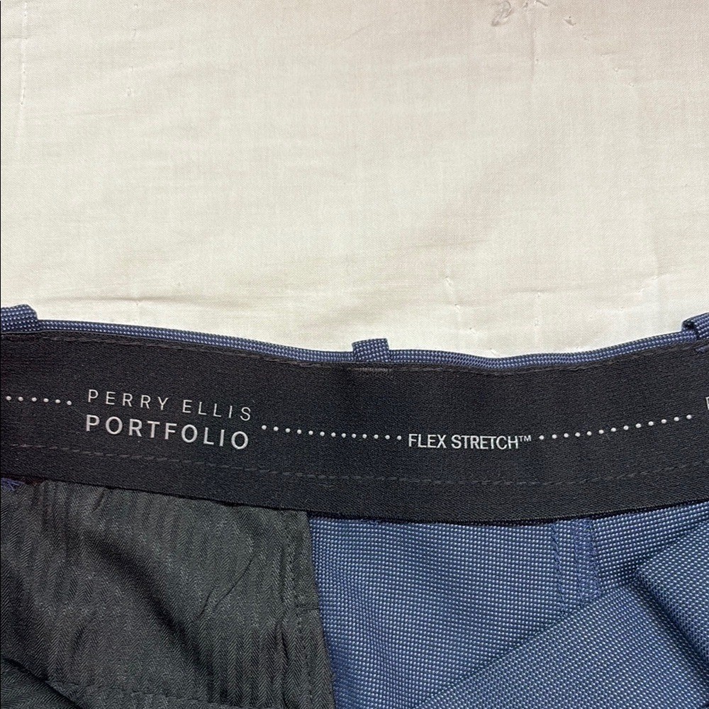 Perry Ellis Portfolio Blue Slim Fit Flex Stretch Gripper Waist 40×29 Pants NWT