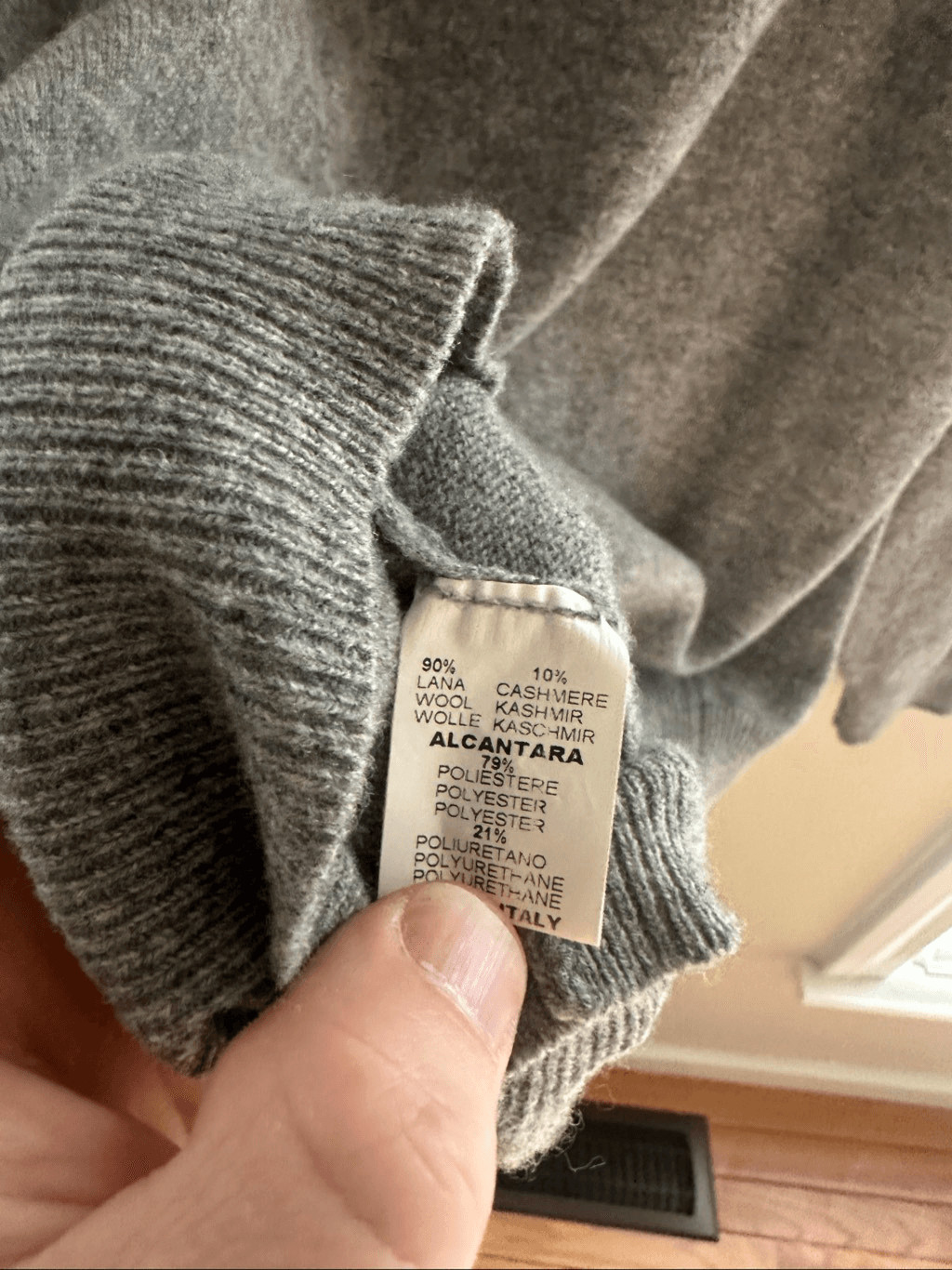 Gran Sasso Men’s Wool Cashmere Cardigan Gray Size 52 (Large) Elbow Patches