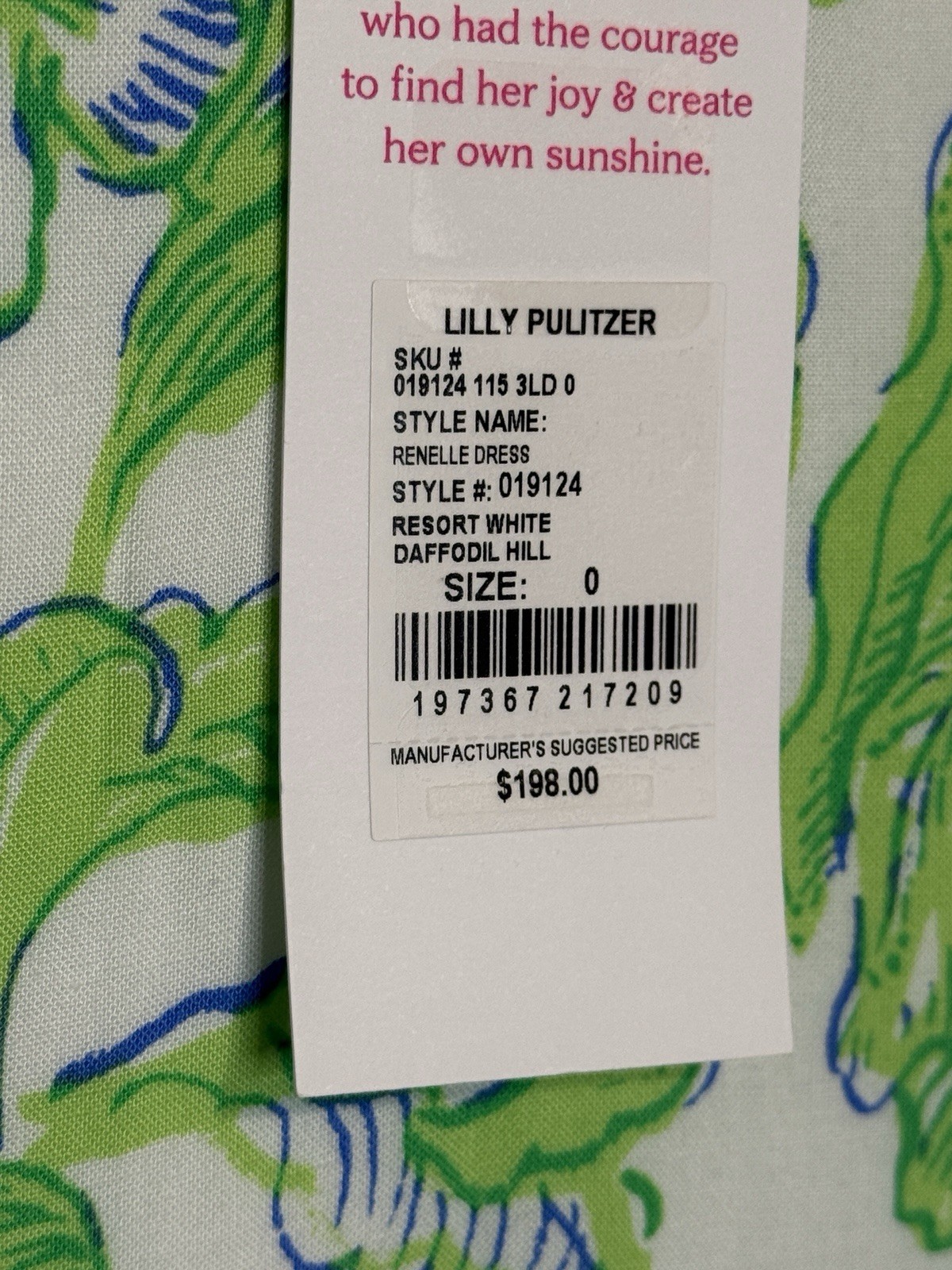 New Lilly Pulitzer Renelle Dress Resort White Daffodil Hill Size 0 Green NWT