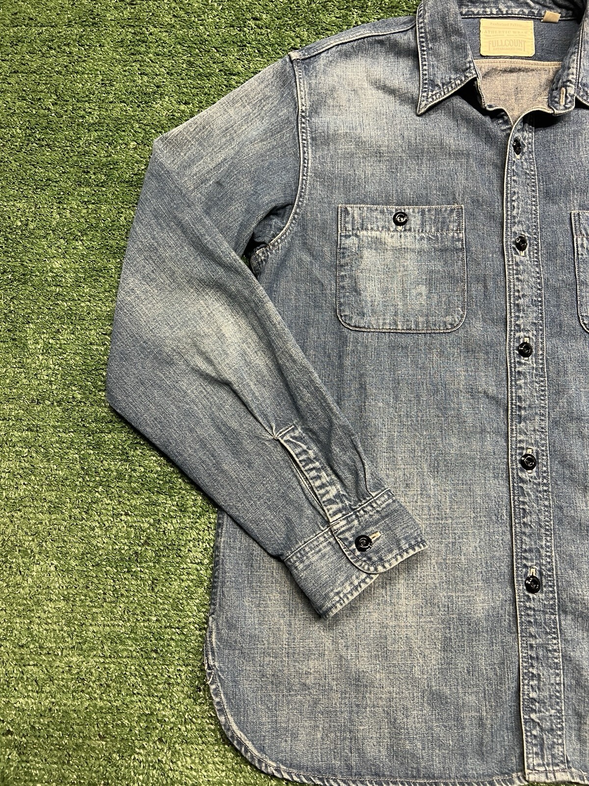 Full Count Japan Size 40 Denim Long Sleeve Work Shirt Indigo Hand Wash Style