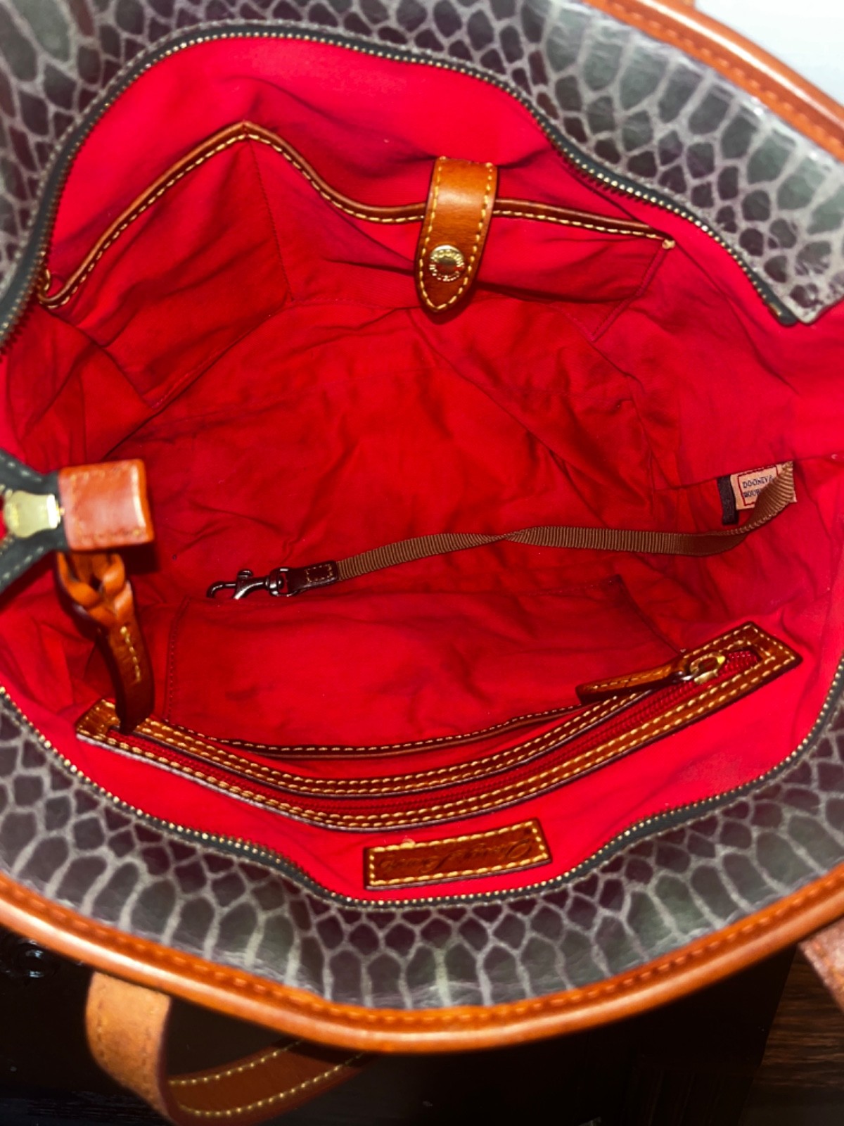 Dooney & Bourke Green Snake Embossed Leather Tote