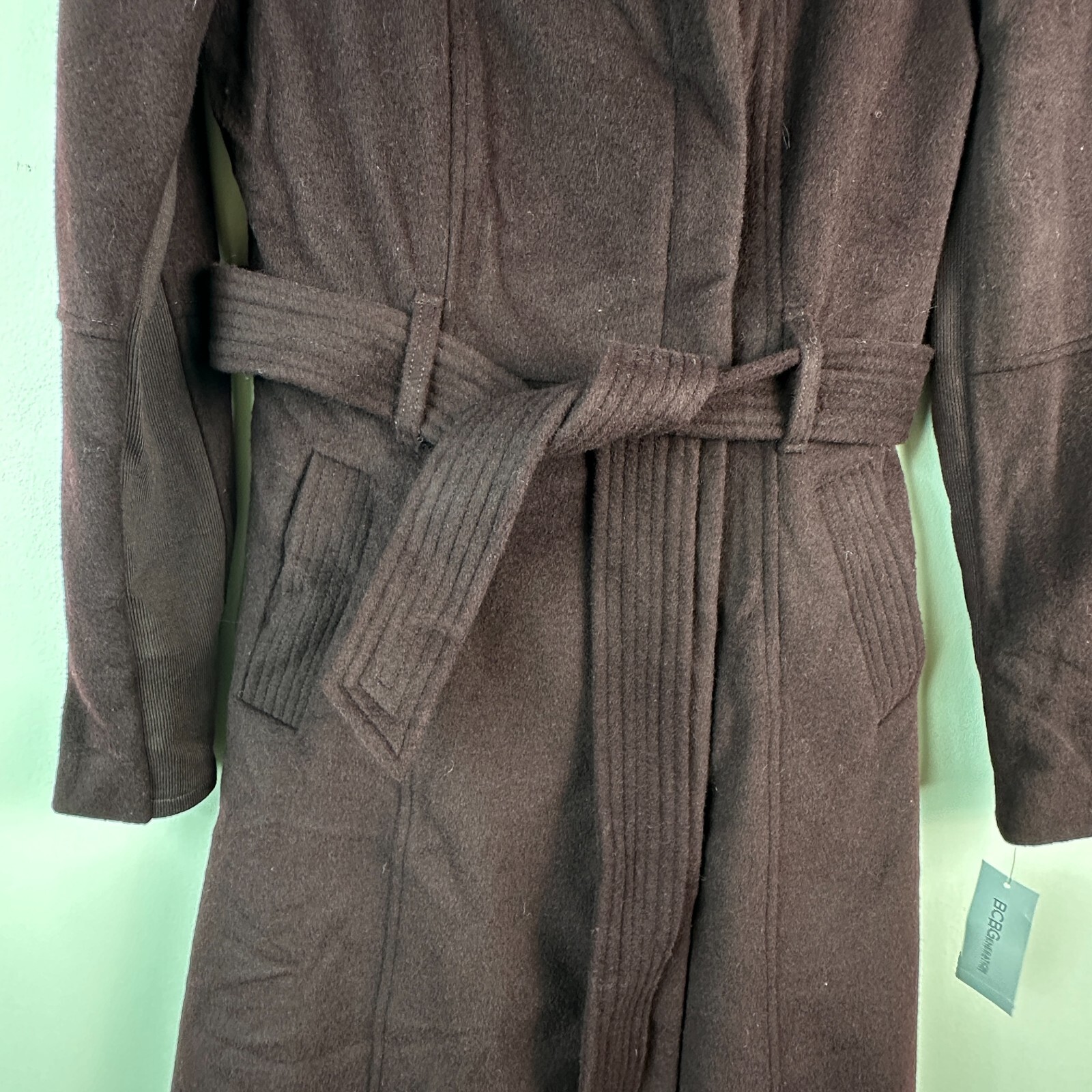 BCBGeneration Womens XS Burgundy Zip Up Mid Thigh Length Coat NWT CS13