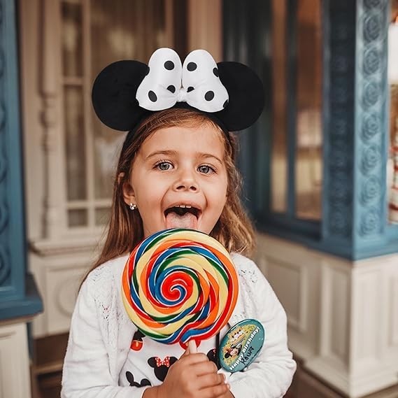 ODOCARE Handmade Mouse Ears Headband for Women and Ladies, Polka Dot Bow Mini Ea