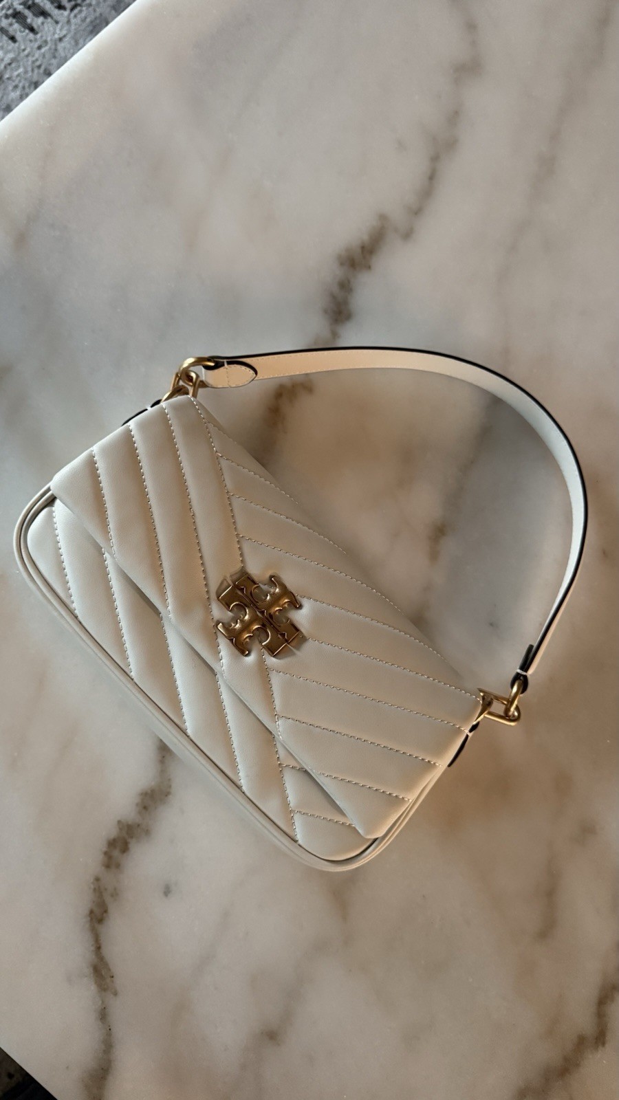 NEW Tory Burch Kira Chevron Shoulder Bag Ivory – Luxury Gift Wrapped with Origin