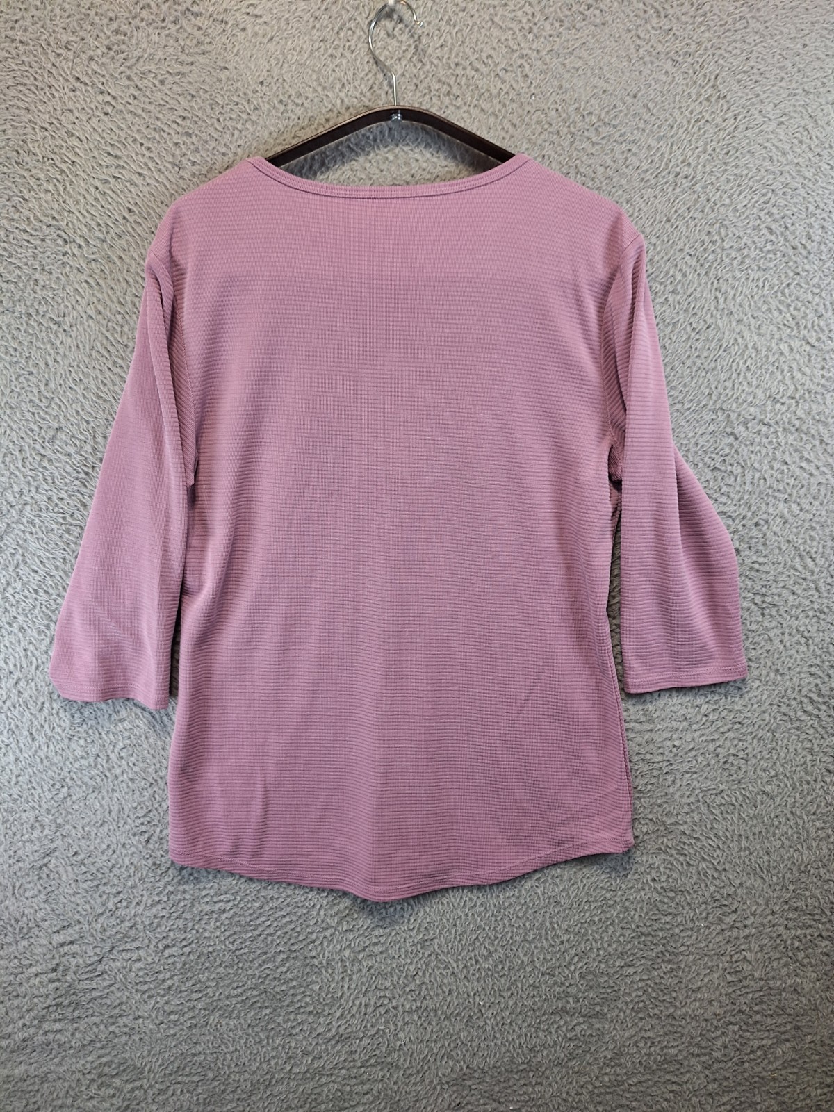 SEG’MENTS Essentials Shirt Womens Medium Purple Tencel Ribbed 3/4 Sleeve V Neck