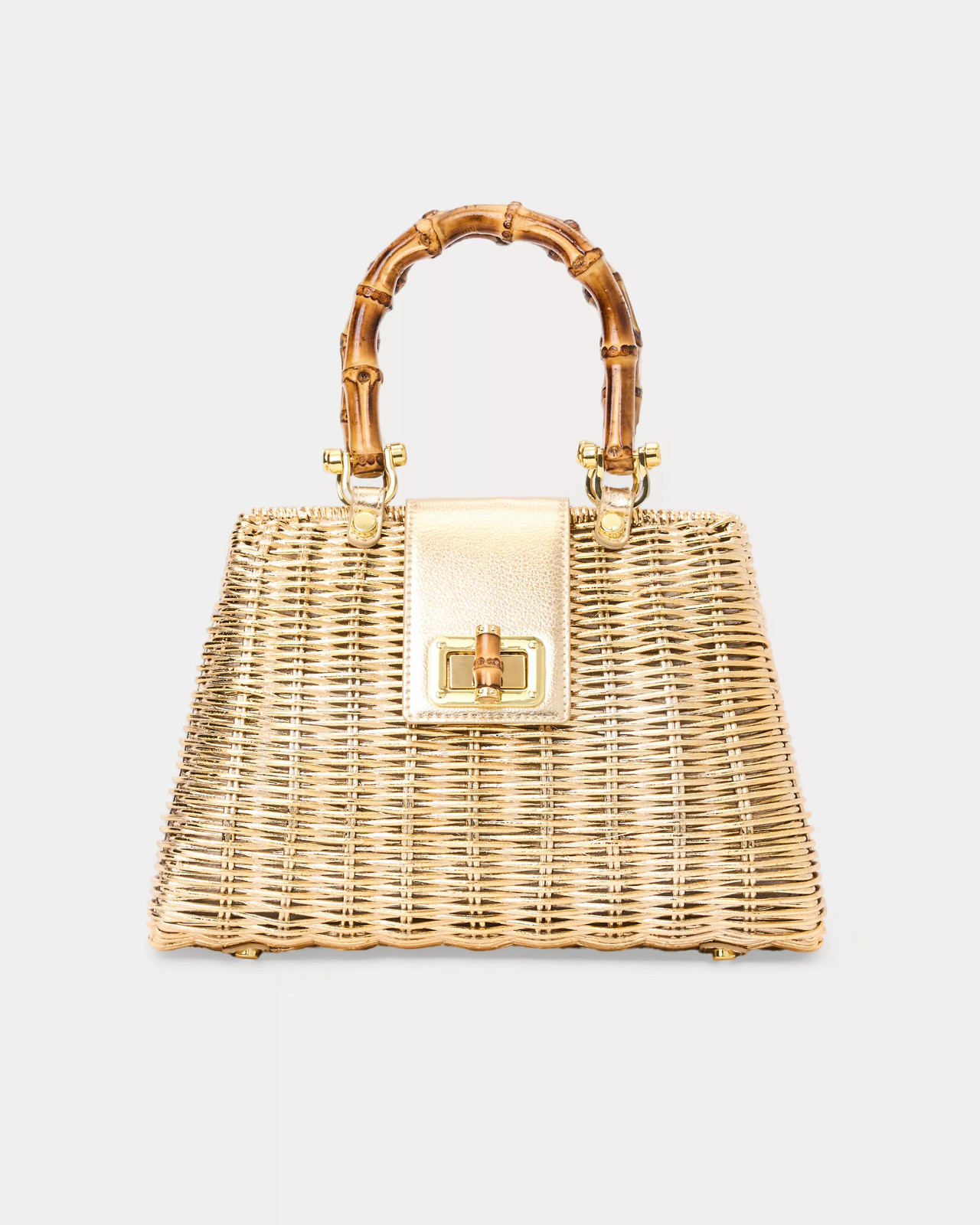 Lilly Pulitzer Leena Wicker Clutch Paradise Punch Gold Metallic