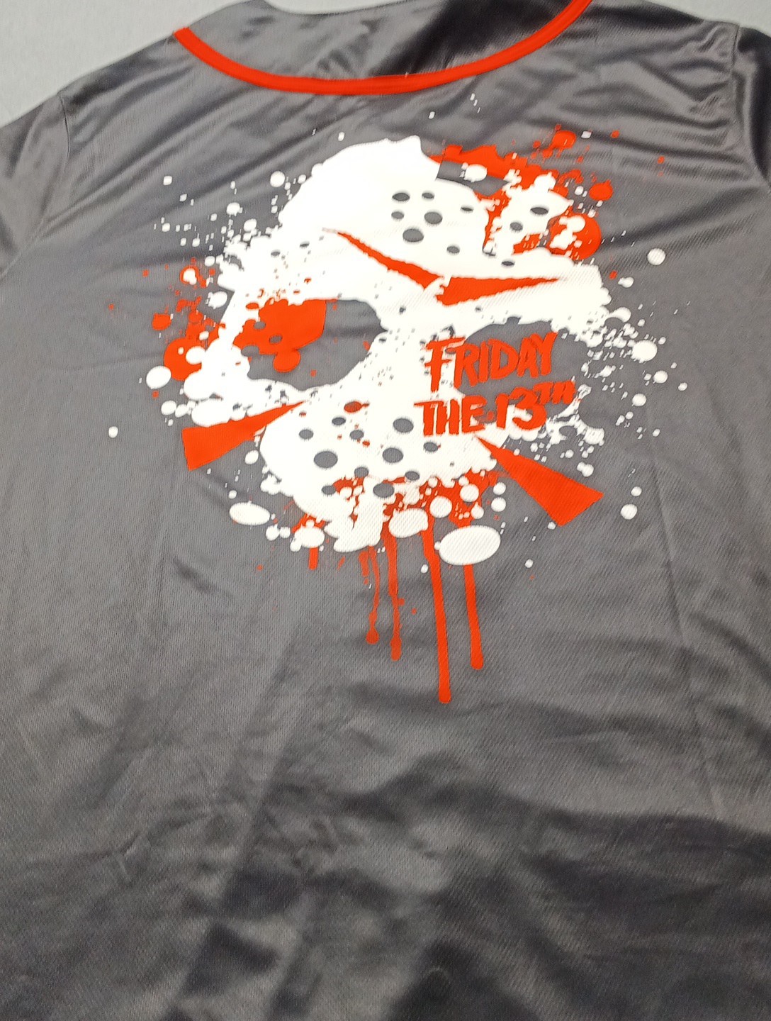 Friday the 13th Men Baseball Type Jersey Shirt Size 2X Black w/Red Trim NWT