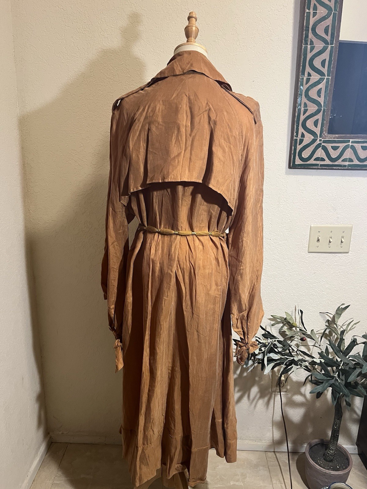 ZARA Long Oversized Trench Coat Lightweight Lyocell Summer Limited Ed Caramel