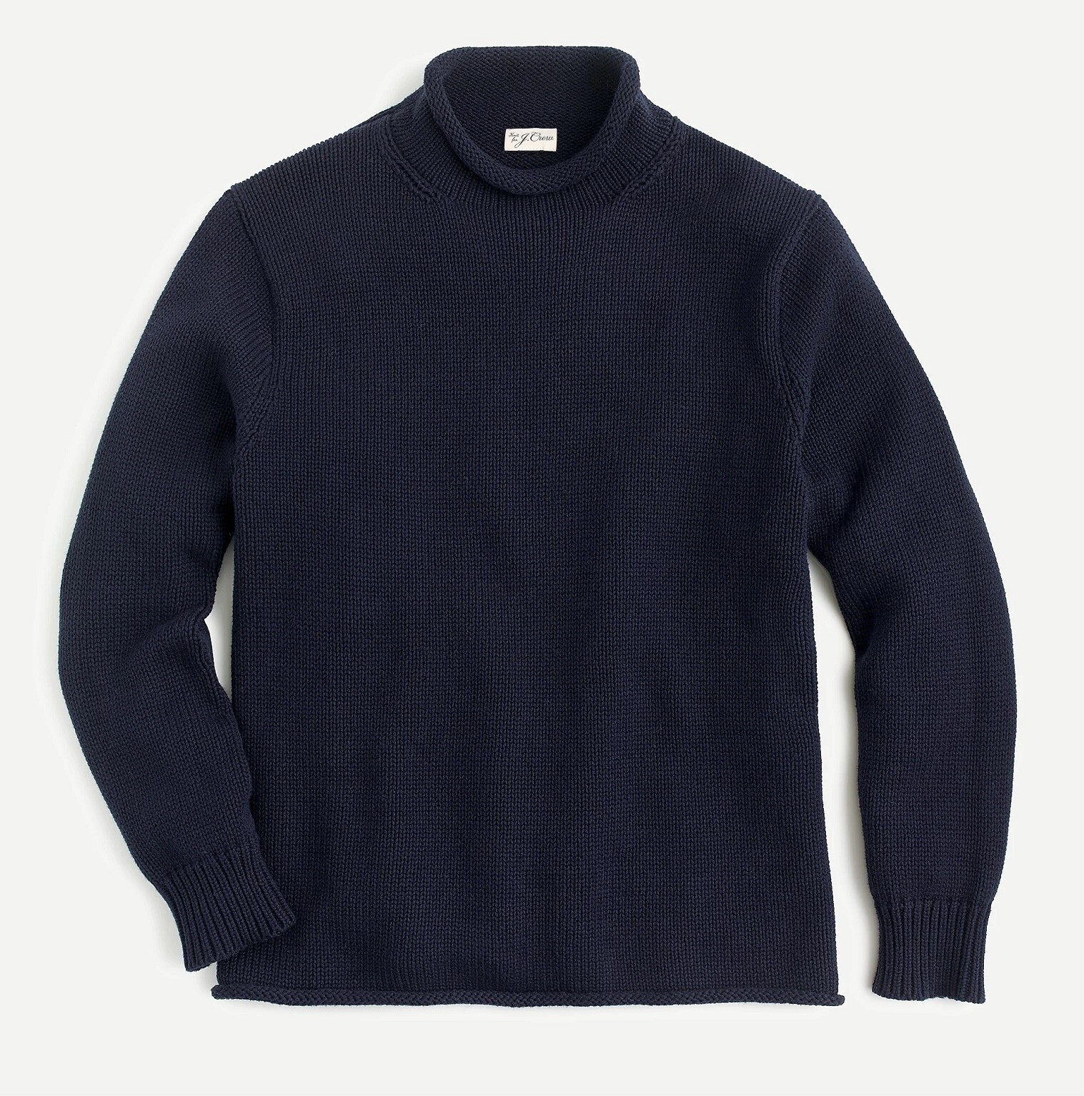 J.CREW sweater rollneck navy blue cotton chunky mock high fisherman’s roll neck
