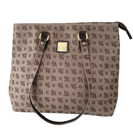 VALENTINO GHIBERTY Tote Bag Canvas Leather Brown Size: W:12.6×H: 11 in. [Unused]