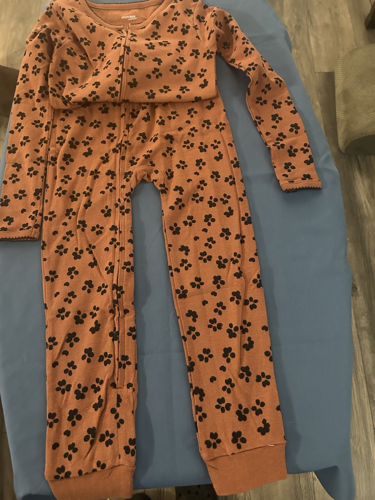 Simple Joys by Carter’s Girls 5 Footless Zip One-Piece Knit Polka Dot Pajama