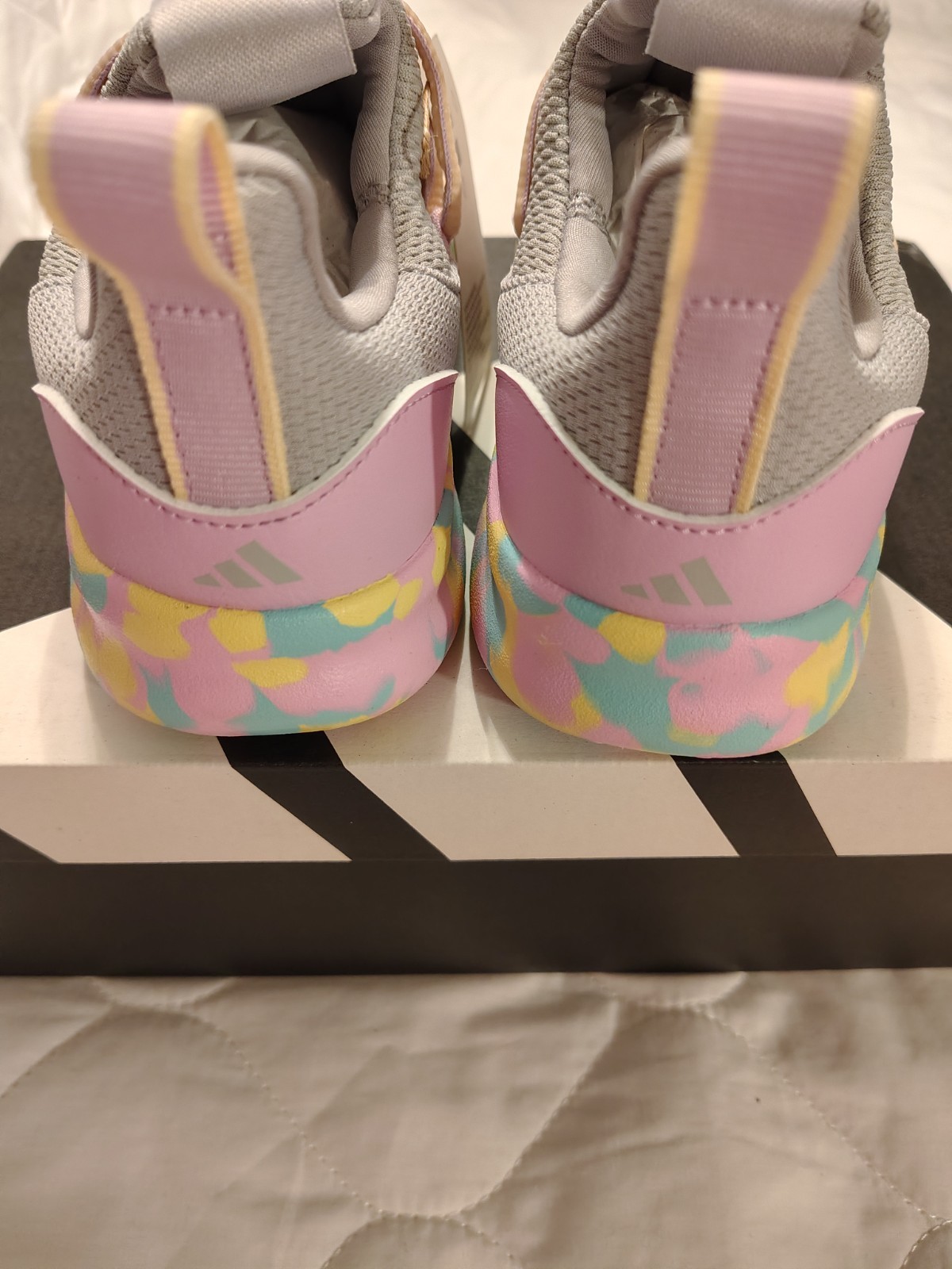 adidas Lite Racer Adapt 7.0 Unisex Kids Gray/Pink Colorblock Slip-On 3.5 US
