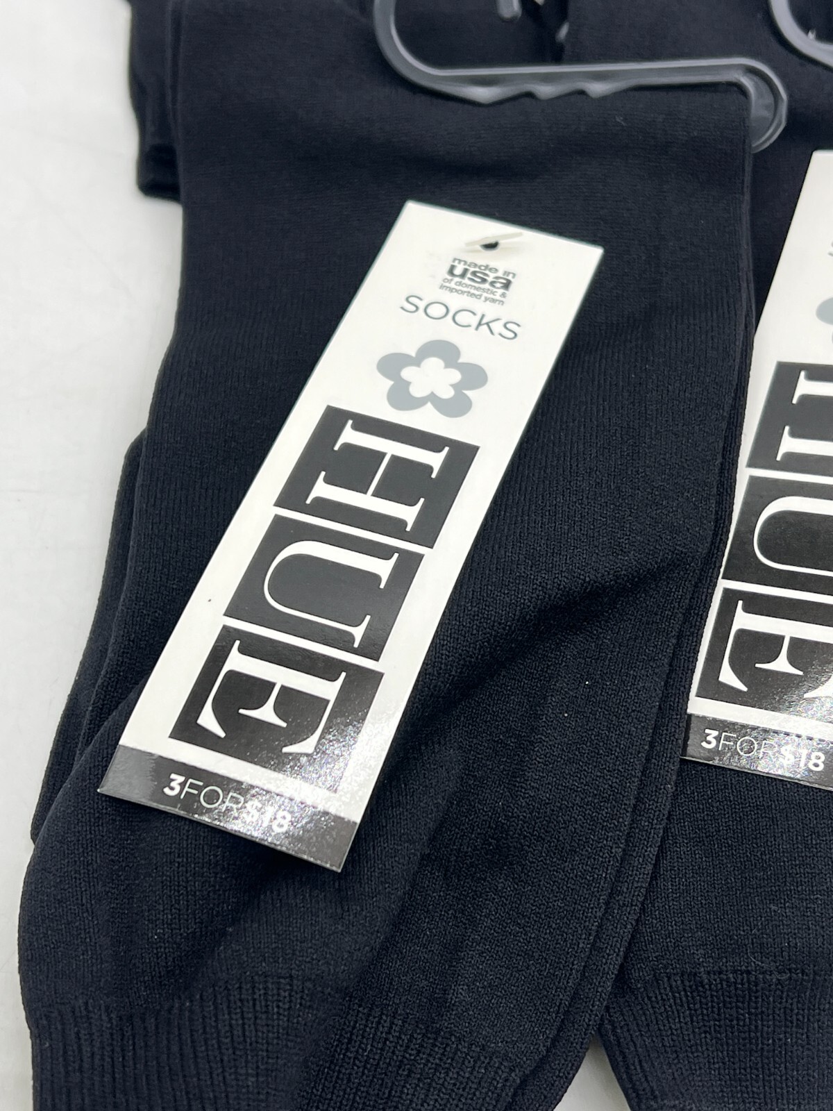 1 Pair HUE Black Body Socks One Size U5995 Nylon & Spandex Made in the USA